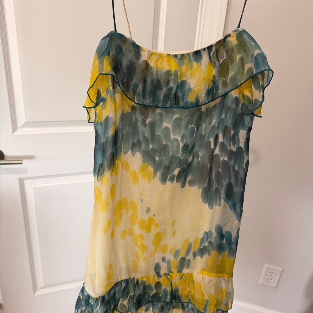 Chic Yellow and Green Mini Dress